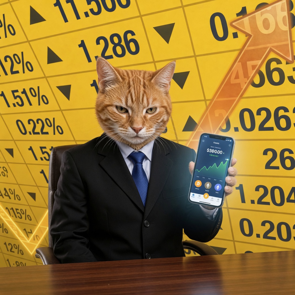 Stonks Cat holding a wallet phone